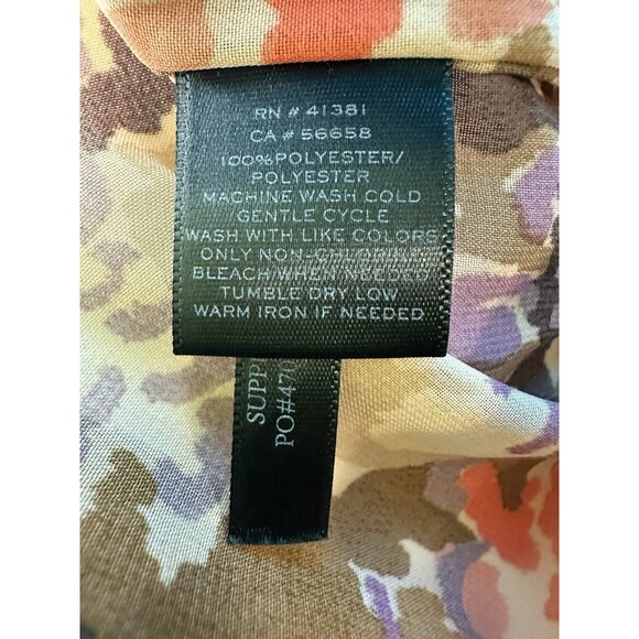 Lauren Ralph Lauren Multi Floral Sheer Ruffle Long Sleeve Blouse Top Women's PM - Picture 9 of 12